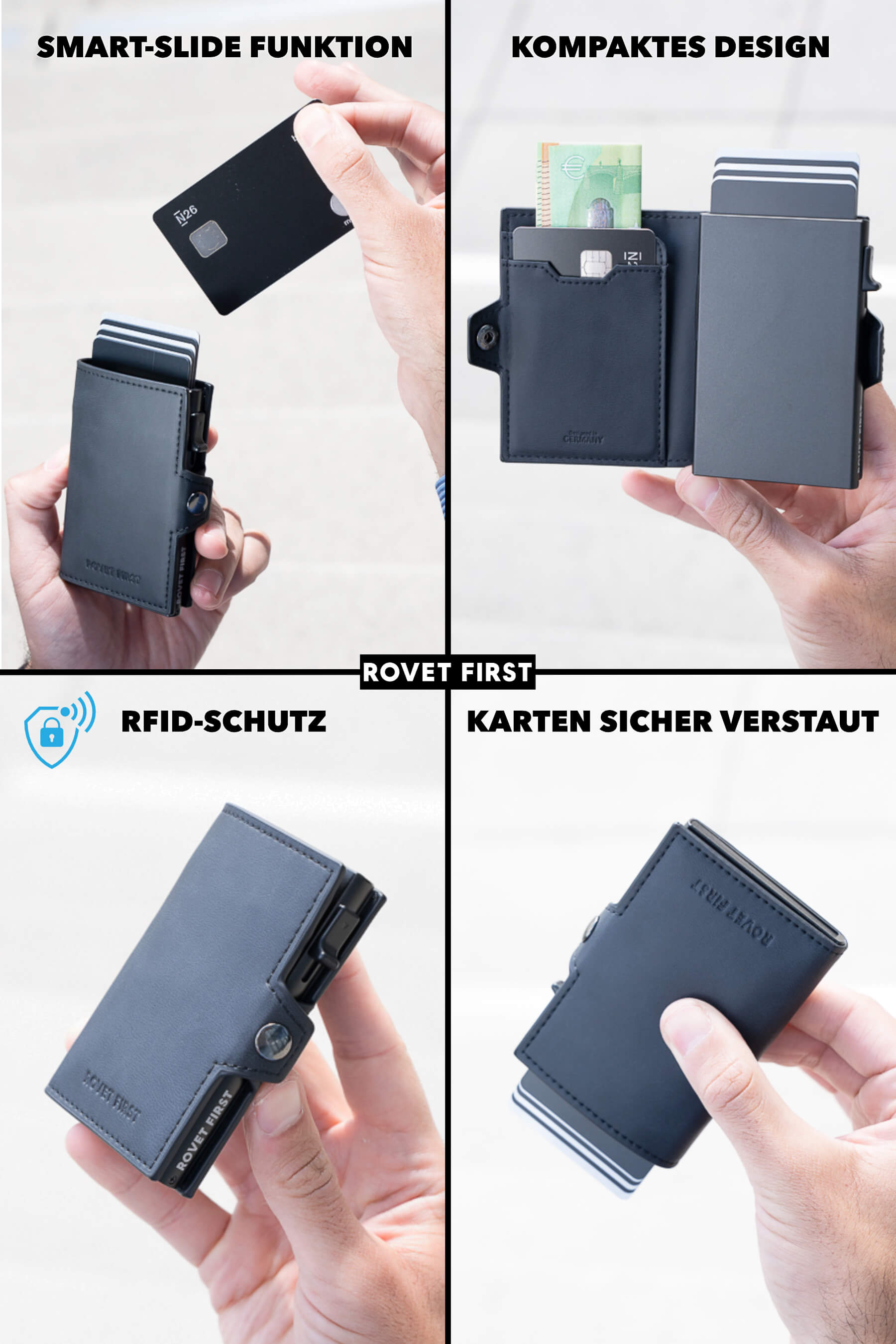 Fast Bro Slim Wallet  Kartenetui mit RFID-Schutz & Schiebefunktion